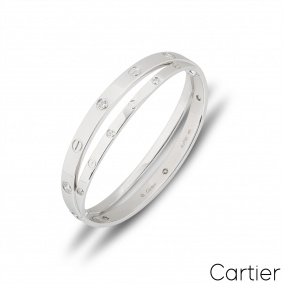 Cartier White Gold Half Diamond Love Bracelet Size 16 N6709516 Cartier White Gold Half Diamond Love Bracelet Size 16 N6709516